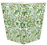 Green Floral Block Wastepaper Basket