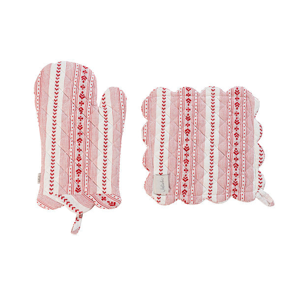 Juliska Villa Stripe Oven Mitt & Pot Holder Set 2pc