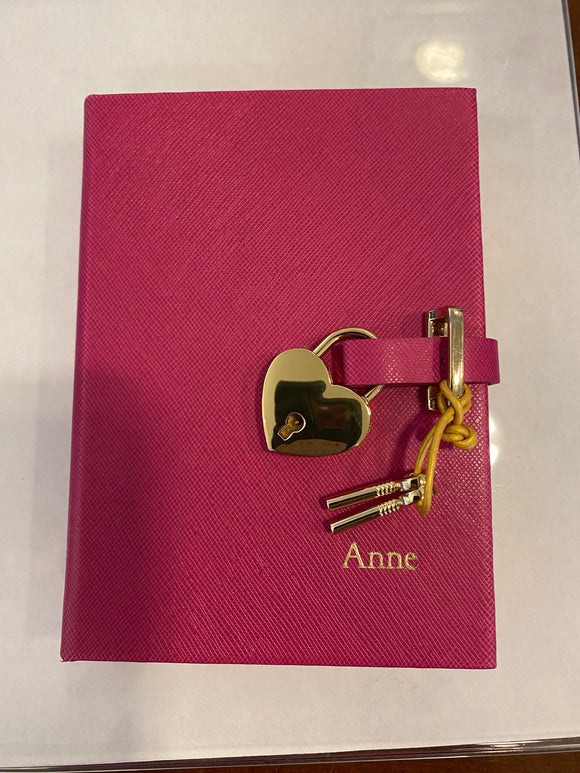 Embossed Heart Lock Diary- Assorted Colors