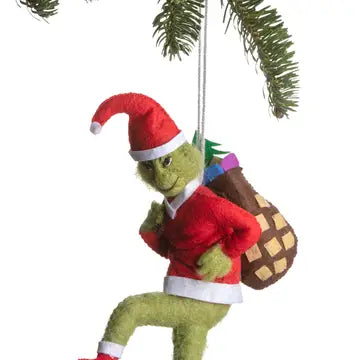 Grinch Santa Ornament