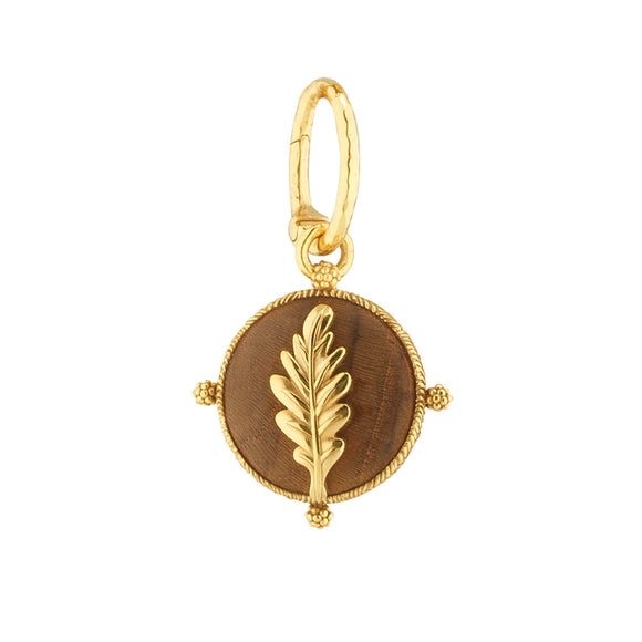 Forest Walk Oak Leaf Double Sided Pendant - Teak/Gold