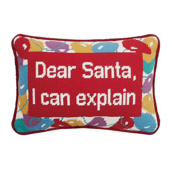 Dear Santa Embroidered Needlepoint Pillow