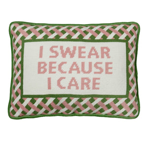 I Swear Because I Care Embroidered Needlepoint Pillow - Thumbnail 2