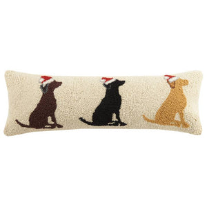 Labrador Dogs with Santa Hat Hook Pillow