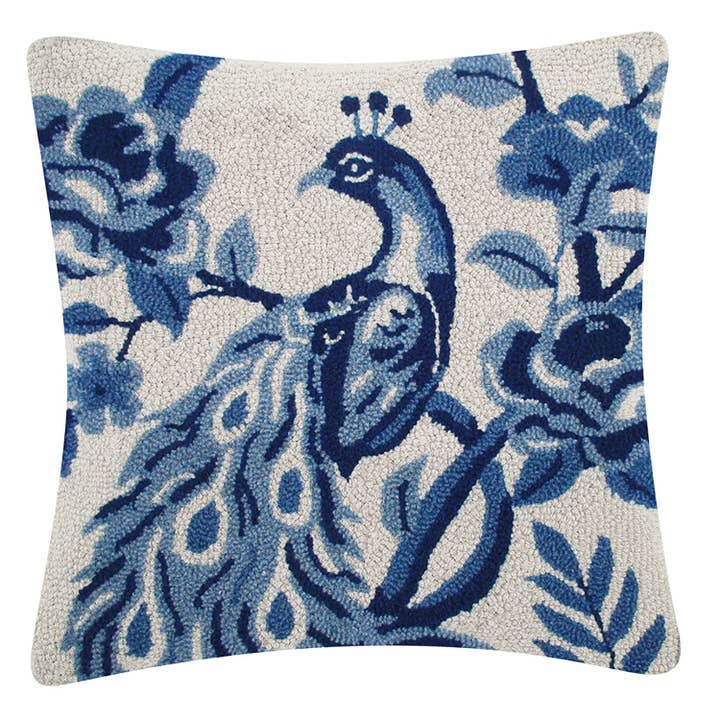 Chinoiserie Peacock Hook Pillow
