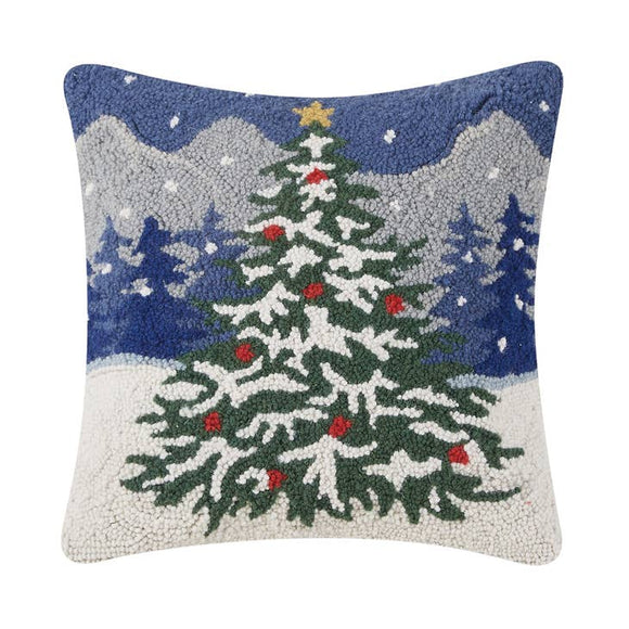 Snowy Christmas Tree Hook Pillow