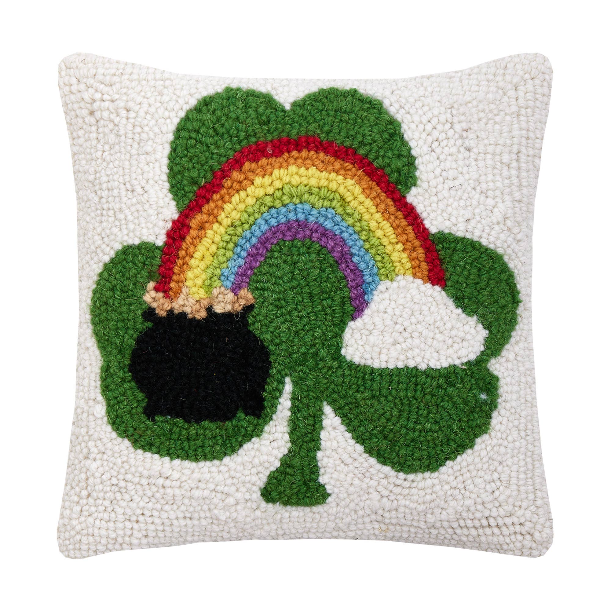 Shamrock w/ Rainbow Hook Pillow