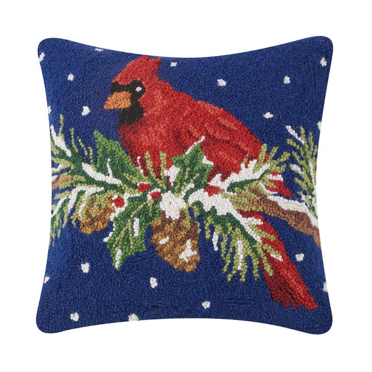 Snowy Cardinal Hook Pillow