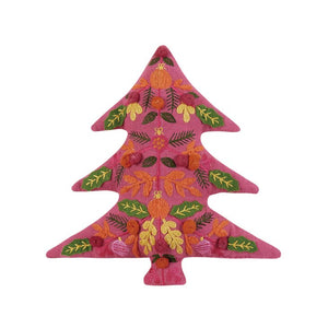 Shaped Xmas Tree Embroidered Pillow