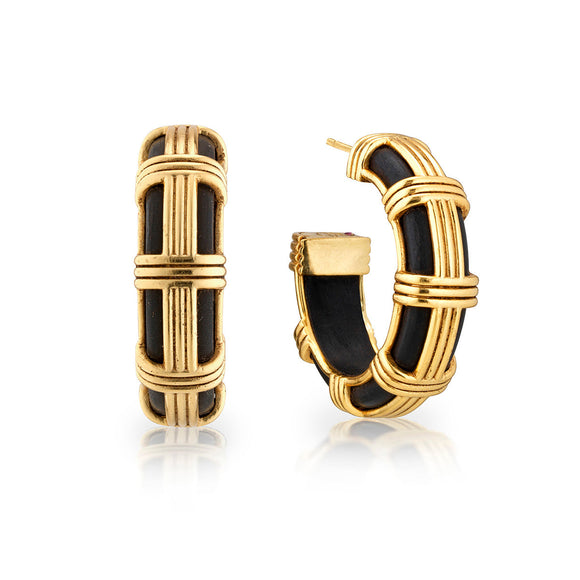 Gaia Cage Hoop Earrings in Ebony