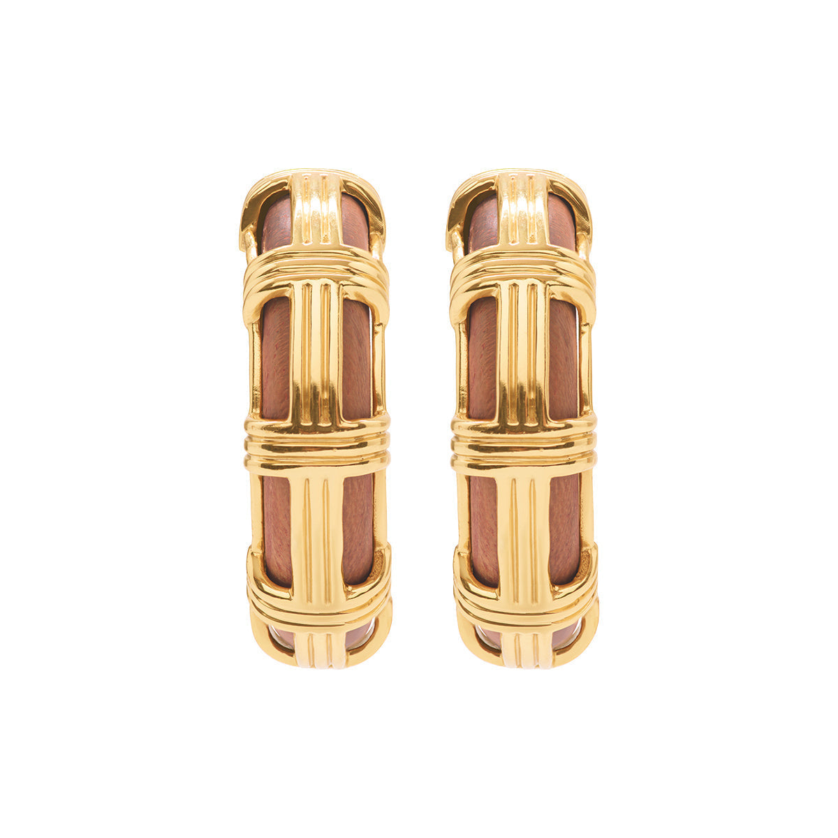 Gaia Cage Hoop Earrings in Teak