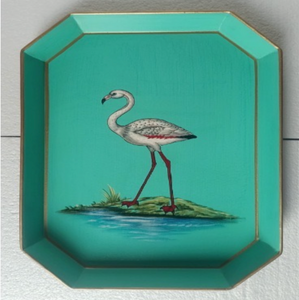 Fauna Handpainted Iron Tray, Flamingo