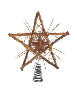 12" Wooden Rattan Star Tree Topper