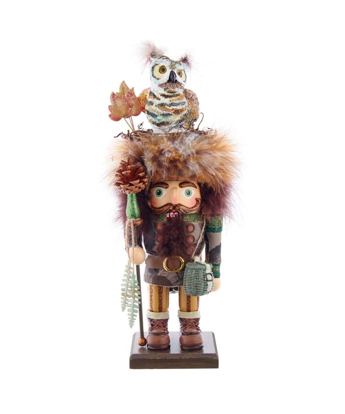 15" Hollywood Nutcrackers Woodsman w/ White Owl Nutcracker