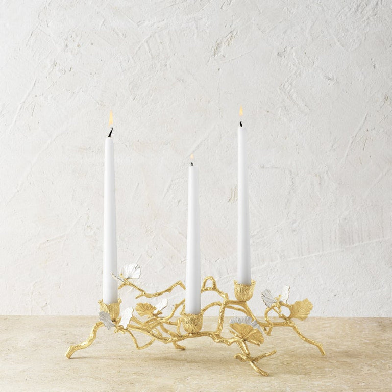 Michael Aram Butterfly Ginkgo Gold Low Candleholders
