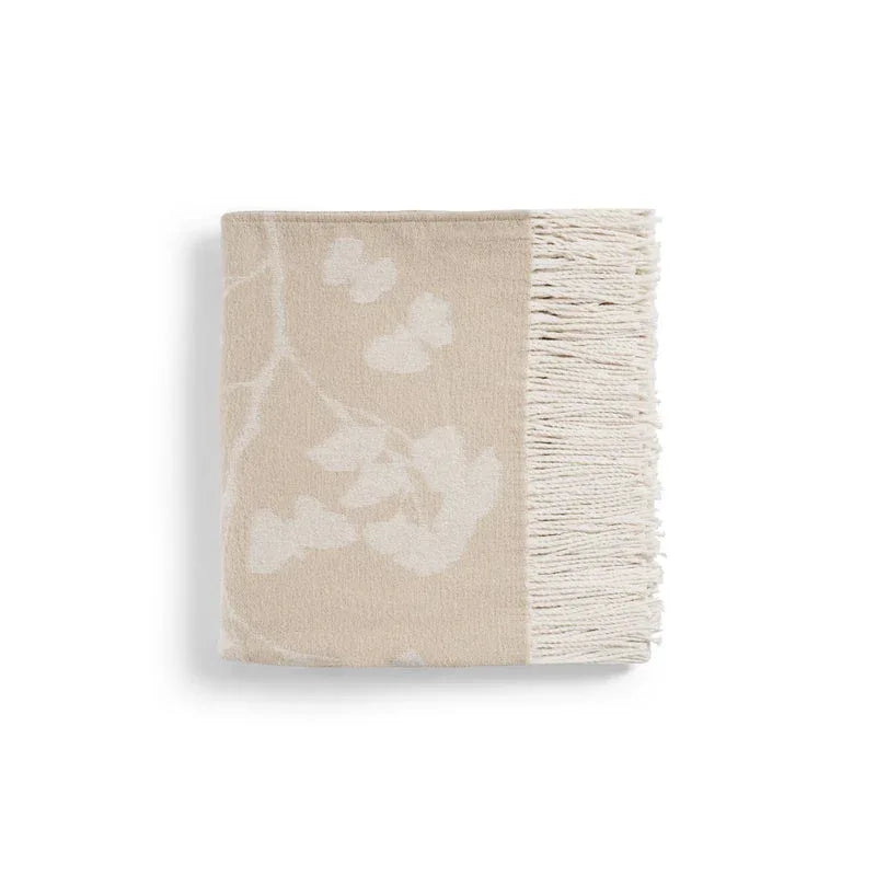 Michael Aram Butterfly Ginkgo Throw - Stone & White