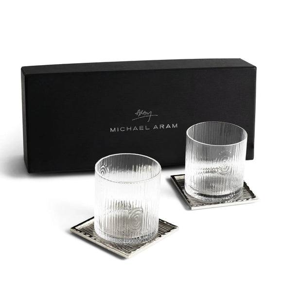 Michael Aram Ivy & Oak Glass and Coaster Gift Set of 2