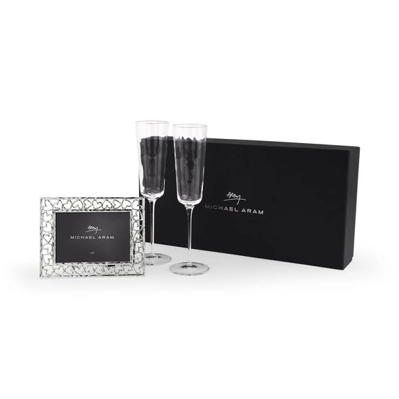 Michael Aram Reflective Champagne Flute & Heart Frame 3.5