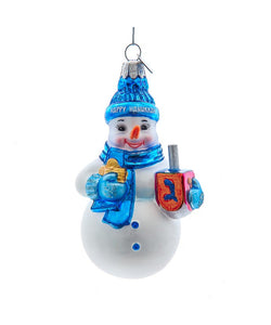 Noble Gems Glass Hanukkah Snowman Ornament