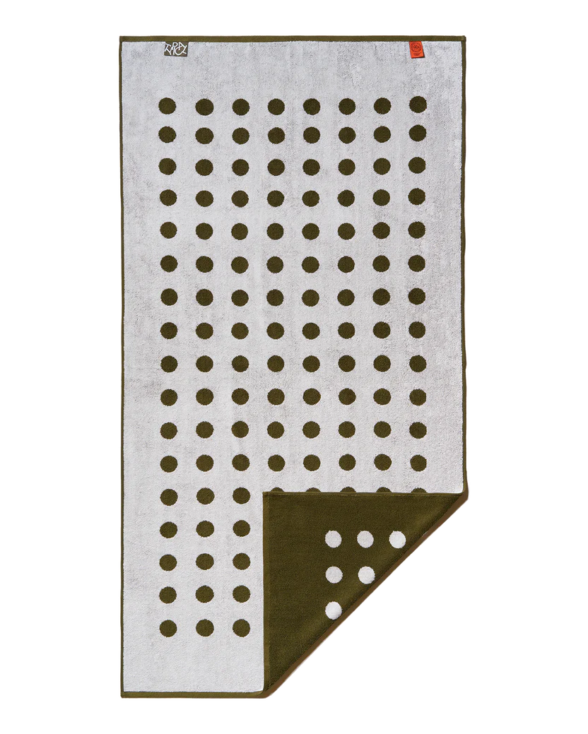 Polka Dot Moss Green, Ceramic Clay Beach Towel