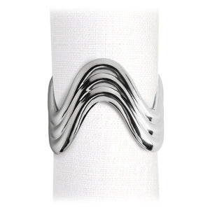 L'Objet Ripple Napkin Ring Set of 4, Platinum