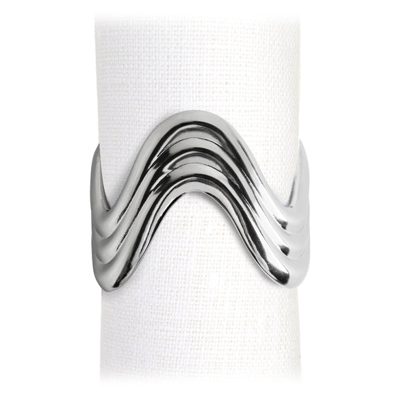 L'Objet Ripple Napkin Ring Set of 4, Platinum