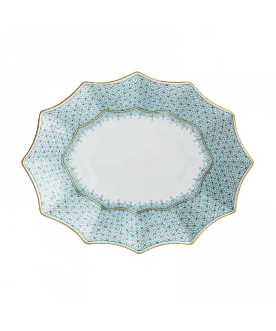 Mottahedeh Green Lace Medium Fluted Tray