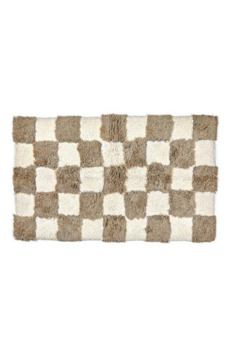 Checkerboard Taupe Bath Rug - DISCONTINUED