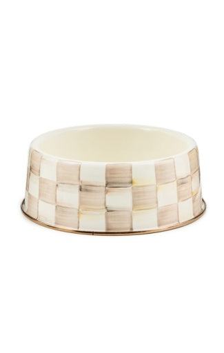 Mocha Check Large Pet Dish