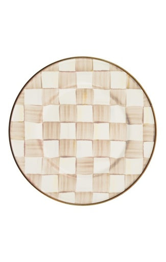 Mocha Check Salad Plate
