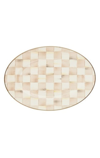 Mocha Check Small Oval Platter