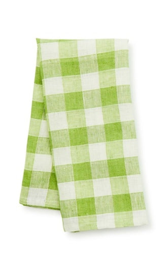 Green Check Linen Dish Towel
