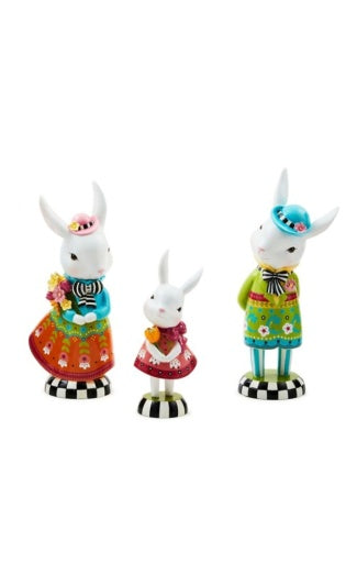 Calico Bunny Figures, Set Of 3