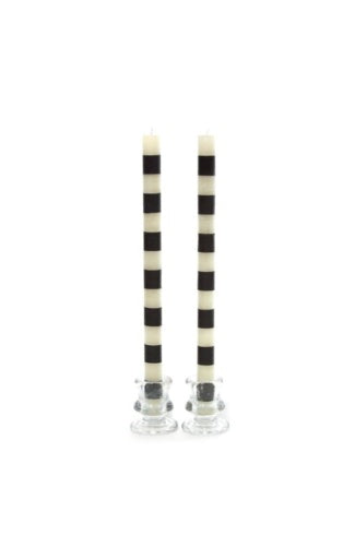 Bands Black Dinner Candles, Set Of 2