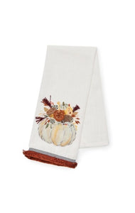 Autumn Frost Pumpkin Applique Dish Towel