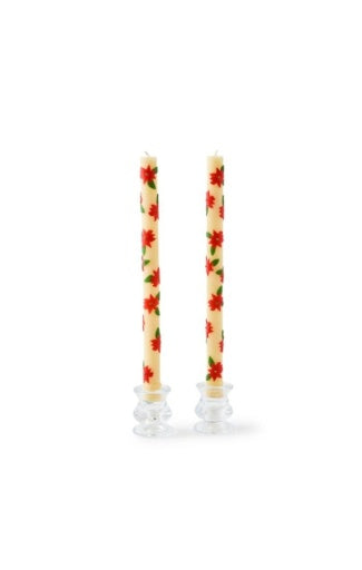 Poinsettia Dinner Candles, Set Of 2