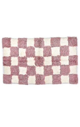 Checkerboard Pink Bath Rug