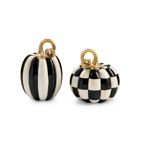 Courtly Check And Stripe Petite Pumpkins, Set Of 2