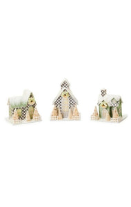 Farmhouse Holiday Illuminated Mini Paper Houses, Set Of 3