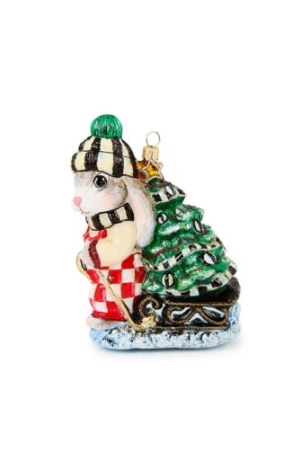 Check It Out Christmas Hare Glass Ornament