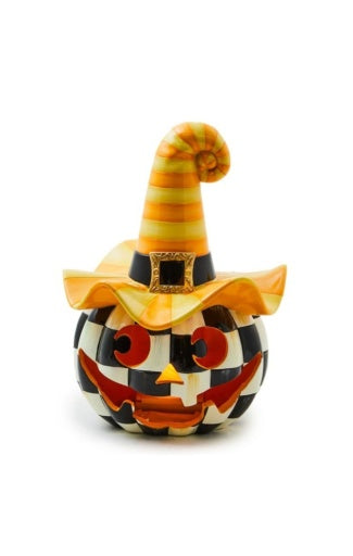 Illuminated Happy Jack Pumpkin With Yellow Hat