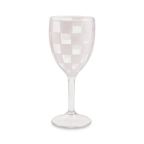 White Check Acrylic Wine Goblets, Set Of 4