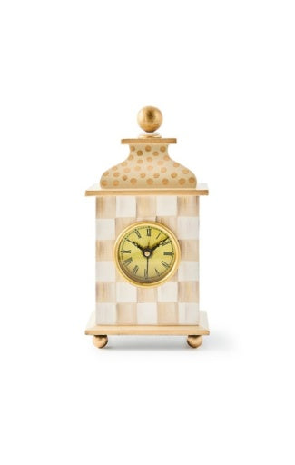 Mocha Check Desk Clock