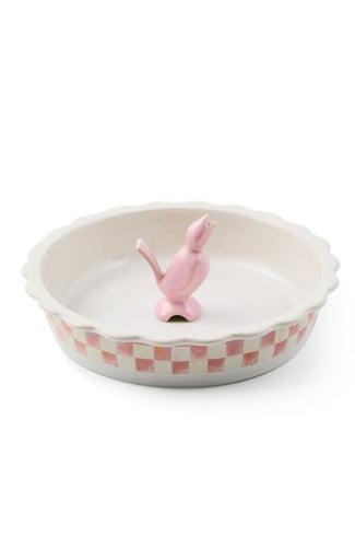 Rosy Check Everyday Pie Plate with Pie Bird - DISCONTINUED