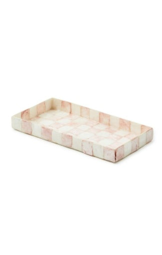 Rosy Check Capiz Vanity Tray