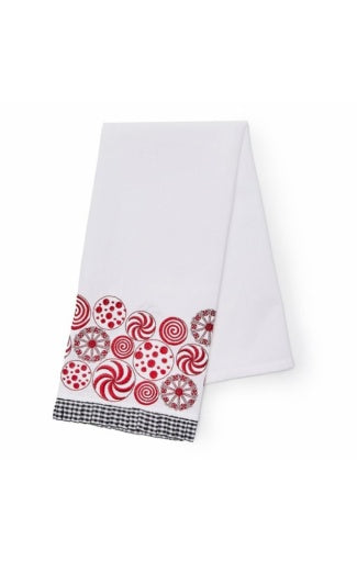 Peppermint Embroidered Dish Towel