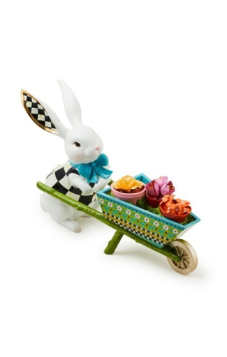 Calico Bunny With Wheelbarrow