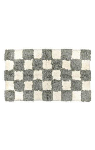 Checkerboard Grey Bath Rug - DISCONTINUED