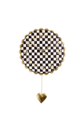 Courtly Check Heart Pendant Wall Clock