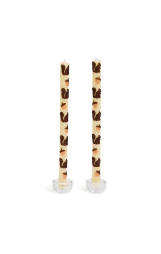 Squirrels & Acorns Dinner Candles, Set Of 2